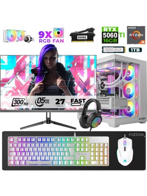 Xaser Star X340 Ryzen 5 7500F 16GB Ram 1tb M.2 Nvme SSD 16GB RTX5060TI 27" 300Hz Oyuncu Bilgisayarı
