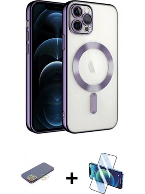 Marsilyan™- iPhone 13 Pro Kılıf Nova Işık Özel Seri - Siyah 3D Antistatik Seramik Nano Ekran Koruyucu + Renkli Kamera Lens Koruma Cam - Sı