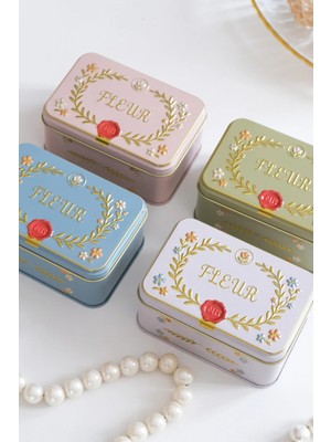 DAKS Fleur Kabartmalı Vintage Metal Saklama Kutusu