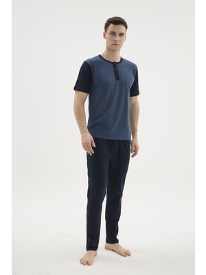 Uslucan Alışveriş Kocabey 2205 Erkek Battal Midi Yaka Pijama Takım