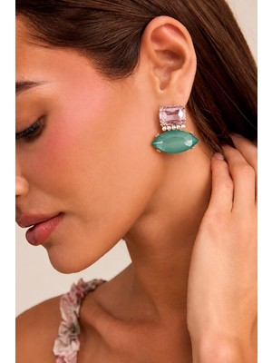 New Obsessions Pudra Mint Taşlı Gold Kadın Küpe