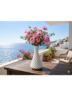 Teknoartshop Iskandinav Tarzı Konik Plastik Vazo 18 Cm.