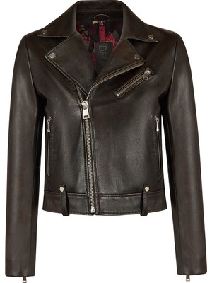 Derimod Newyork Kadın Bronz Biker Deri Ceket 26SGD5682R4