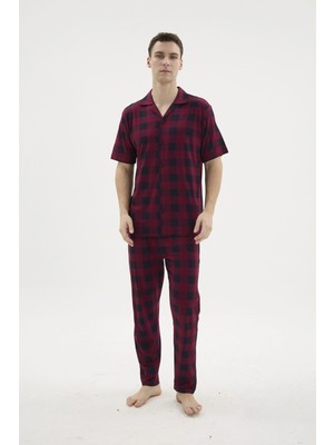 Uslucan Alışveriş Kocabey KKT-26158 Erkek Apaj Yaka Düğmeli Pijama Takımı