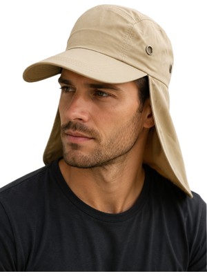 Bej Lejyoner Şapka Uv Korumalı Ense Kapamalı Yazlık Unisex Outdoor