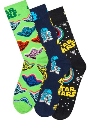 Derimod Happy Socks Erkek Çok Renkli Star Wars Desenli 3’lü Çorap Seti P002890