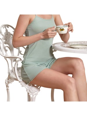 Berrak 7036 Kadın Ip Askılı Şortlu Pijama Takım