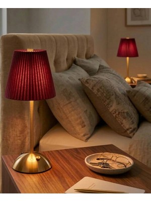 Naturel Aydınlatma - Kablosuz Şarjlı Masa Lambası - Type-C Girişli, 3 Renk Modlu, Dim Edilebilir Dekoratif Abajur