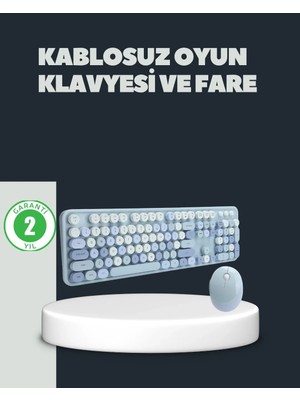 sbodurhome Retro Daktilo Stilli Kablosuz Klavye Mouse Seti – Sessiz ve Şık