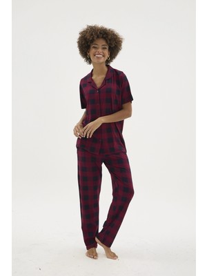 Uslucan Alışveriş Kocabey KKT-26158K Kadın Apaj Yaka Düğmeli Pijama Takımı