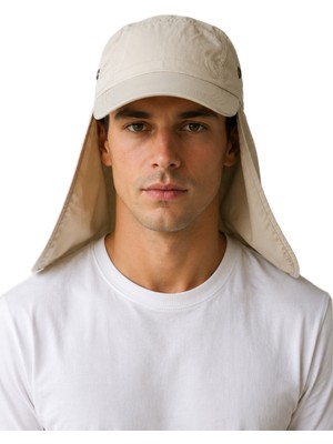 Krem Lejyoner Şapka Uv Korumalı Ense Kapamalı Yazlık Unisex Outdoor