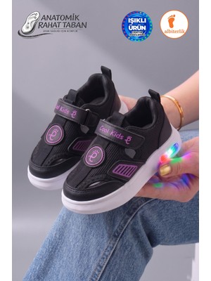Albishoes Işıklı Fileli Çocuk Cırtlı Sneaker Sandalet - Hava Alan Yazlık Kreş Günlük Okul Sandalet