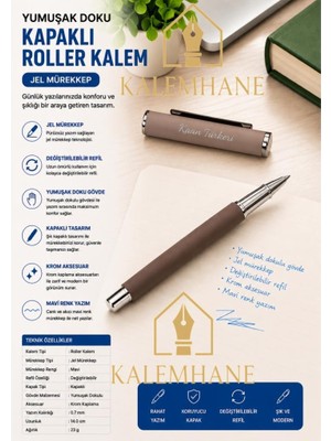 Kalemhane Kişiye Özel Mat Pastel Renk Ahşap Kutulu Roller Kalem ( Kahve )