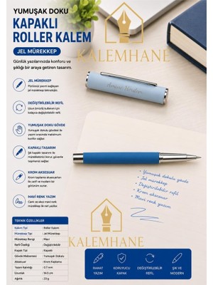 Kalemhane Kişiye Özel Mat Pastel Renk Ahşap Kutulu Roller Kalem