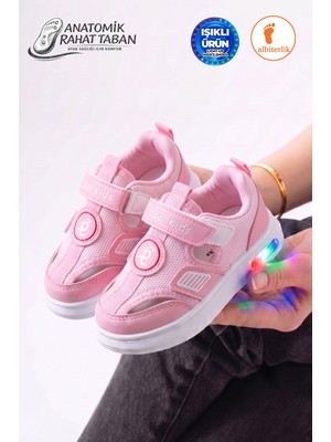 Albishoes Işıklı Fileli Çocuk Cırtlı Sneaker Sandalet - Hava Alan Yazlık Kreş Günlük Okul Sandalet
