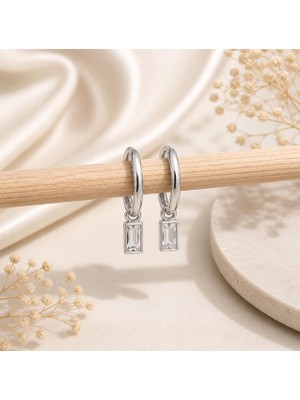 Hotchıc Rose Gold Baget Taşlı Halka Küpe