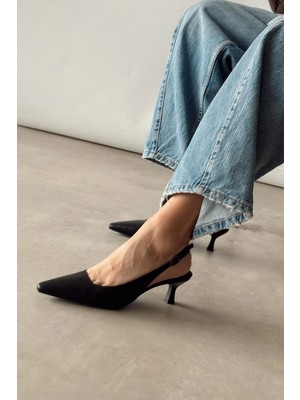Nope21 Jüliet Siyah Hakiki Deri Stiletto