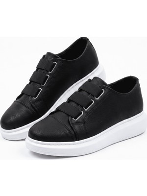 Zerenyus ZRJ026 Premium Erkek Günlük Lastikli Sneaker - Siyah Beyaz
