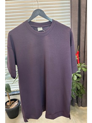Herodanal Yetişkin Erkek Düz Oversize Tshirt - Mor