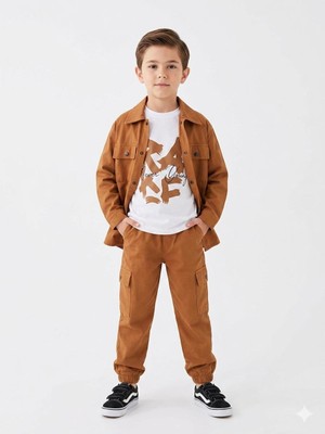 HaanBebe Erkek Çocuk Ceket Gömlekli Kargo Pantolonlu Uzun Kol Body 3'lü Takım