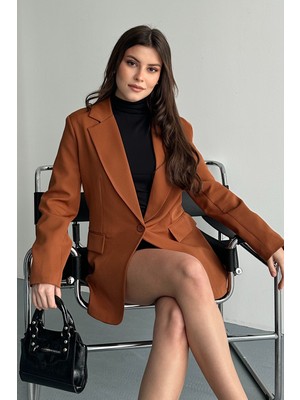 Moda Armanc Kadın Düğmeli Oversize Blazer Ceket