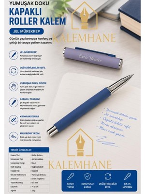Kalemhane Kişiye Özel Mat Pastel Renk Ahşap Kutulu Roller Kalem ( Lila )