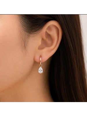 Hotchıc Rose Gold Damla Taşlı Küpe