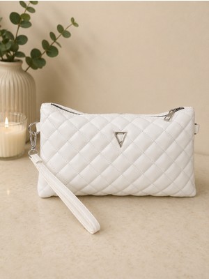 Zeydila Beyaz Kapitone El Çantası / Clutch