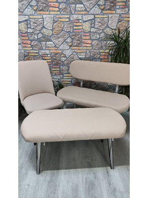 Bench ve Puf Takımı Kılıf Seti - 2 Sandalye, 1 Bench, 1 Puf Örtüsü Kılıfteks