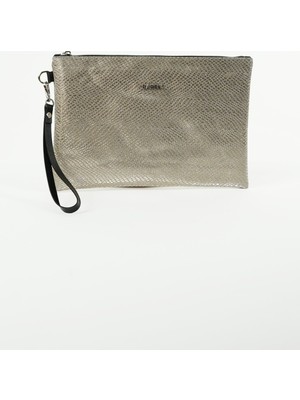 Bahels Kadın Gold Parlak Yılan Desen Portföy Clutch Çanta