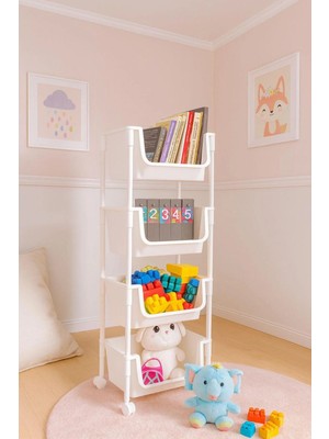 Kitchen Life 4 Katlı Tekerlekli Organizer Raf Oyuncak Dolabı,mutfak Rafı , Banyo Rafı , Kiler Düzenleyici Sepet