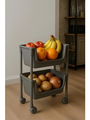 Kitchen Life 2 Katlı Tekerlekli Organizer Raf Oyuncak Dolabı,mutfak Rafı , Banyo Rafı, Kiler Düzenleyici Saklama