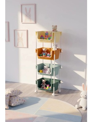 Kitchen Life 4 Katlı Tekerlekli Oyuncak Dolabı,mutfak Rafı , Banyo Rafı-Düzenleyici Organizer
