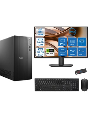 Dell Tower ECT1250 Intel Core I3 14100 24GB Ddr5 512GB SSD 4GB/GT1030 27" Mon WIN11HOME Kurumsal Masaüstü Bilgisayar 10303ECT125014M27H05 + Zettausb