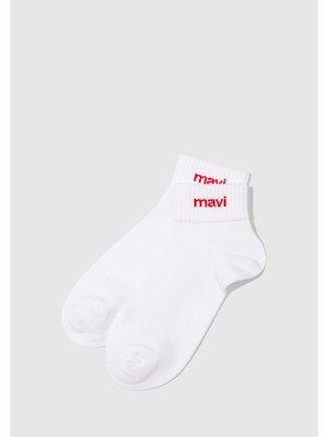 Mavi Patik Çorap Beyaz