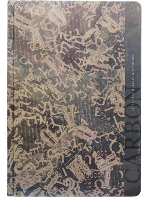 Gıpta Carbon Defter - Kraft Kağıt Çizgisiz Iplik Dikiş Sert Kapak 96 Yaprak 17X24 cm - Art Sanat Kapak  Siyah ve Beyaz Tonlarında Karmaşık, Üst Üste Binmiş Harf Desenleri (Typographic)