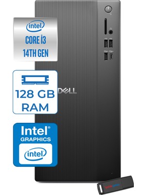 Dell Tower ECT1250 Intel Core I3 14100 128GB Ddr5 4tb SSD UHD Graphics 730 Freedos Kurumsal Masaüstü Bilgisayar 3ECT125014F29 + Zettausb