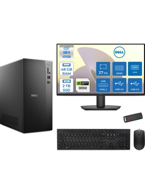 Dell Tower ECT1250 Intel Core I3 14100 48GB Ddr5 2tb SSD 6GB/RTX3050 27" Mon WIN11HOME Kurumsal Masaüstü Bilgisayar 30503ECT125014M27H19 + Zettausb