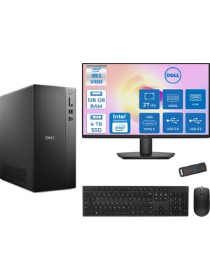 Dell Tower ECT1250 Intel Core I3 14100 128GB Ddr5 4tb SSD 2GB/GT730 27" Mon WIN11HOME Kurumsal Masaüstü Bilgisayar 7303ECT125014M27H29 + Zettausb
