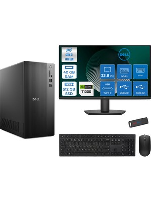 Dell Tower ECT1250 Intel Core I3 14100 40GB Ddr5 512GB SSD 4GB/T1000 23.8" Mon Freedos Kurumsal Masaüstü Bilgisayar T1003ECT125014M23F13 + Zettausb