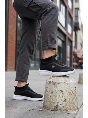 Ayakkabı Fuarı Elit ASPRT4194 Erkek Klasik Sneaker Siyah - Beyaz