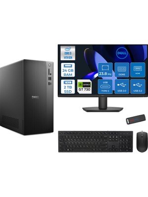 Dell Tower ECT1250 Intel Core I3 14100 24GB Ddr5 2tb SSD 2GB/GT730 23.8" Mon Freedos Kurumsal Masaüstü Bilgisayar 7303ECT125014M23F07 + Zettausb