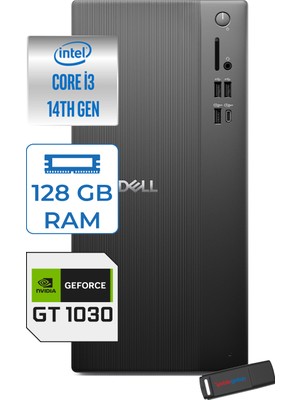 Dell Tower ECT1250 Intel Core I3 14100 128GB Ddr5 512GB SSD 4GB/GT1030 Freedos Kurumsal Masaüstü Bilgisayar 10303ECT125014F26 + Zettausb