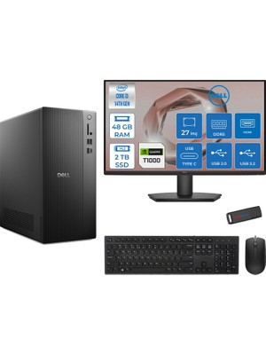 Dell Tower ECT1250 Intel Core I3 14100 48GB Ddr5 2tb SSD 4GB/T1000 27" Mon Freedos Kurumsal Masaüstü Bilgisayar T1003ECT125014M27F19 + Zettausb