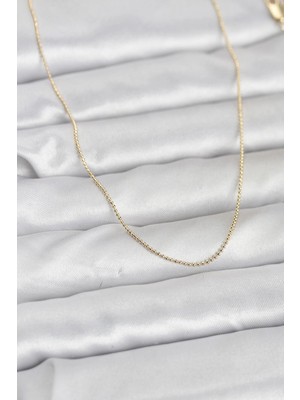 Mey İthalat Mey Ithalat® cm 14K Gold Renk Ince Top Zincirli 60 cm Kadın Kolye