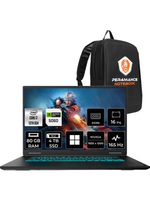 Gigabyte Gaming A16 I7 13620H RTX5060 8gb 80GB Ram 4tb SSD 16" Fhd+ 165Hz WIN11 Pro A16CVHP455 Gaming Laptop + Per4 Çanta