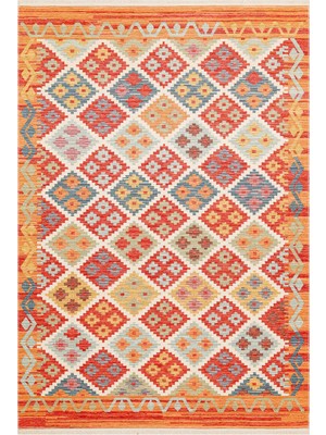 Cool Halı Beykoz Çok Renkli Ince Makinede Yıkanan Özel Tasarım Iskandinav Bohem Balkon Mutfak Yazlık Kilim