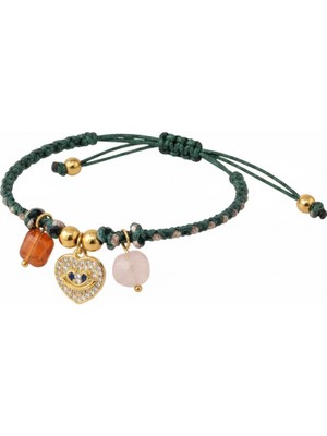 Mimoza Accessories Kalpli Taşlı Charm Asansör Model Halhal,bileklik