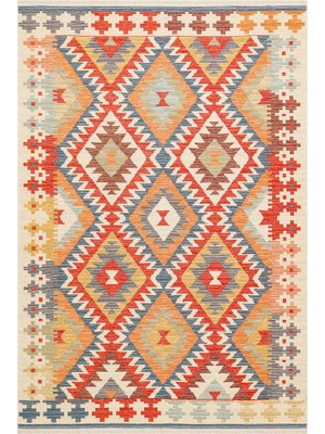 Cool Halı Beykoz Renkli Bohem Etnik Desenli Çift Taraflı Saçaklı Yıkanabilir Balkon Mutfak Ince Yazlık Kilim