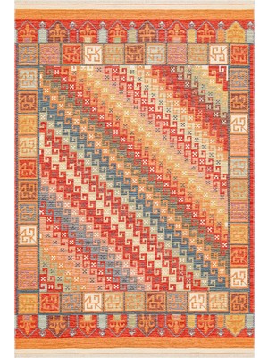 Cool Halı Beykoz Çok Renkli Desenli Makinede Yıkanabilir Çift Taraflı Tasarım Balkon Mutfak İnce Yazlık Kilim